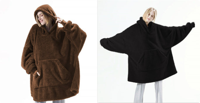 Hoodie Sweatshirt With Big Pocket Tops Sweater Comfortable Loose Double-Sided Fleece Thicker Wearable Blanket - Opxy Luxe