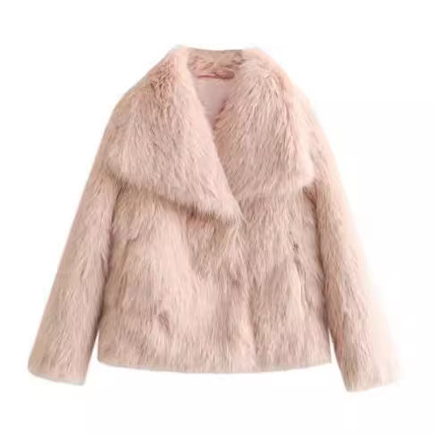 Winter Plush Coat Fashion Warm Thicken Fluffy Lapel Jacket Outwear Casual Long Sleeve Tops Womens Clothing - Opxy Luxe
