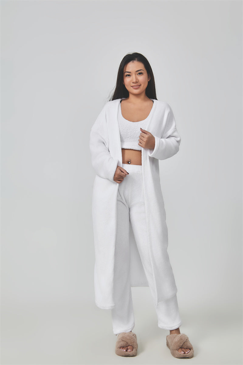 Cozy Pajama Set, 3 Piece Lounge Set, Cute Loungewear, Warm Suit Sets, Matching Set, Lounge Set, 3 Piece Pant Sets, Women Winter Dress - Opxy Luxe