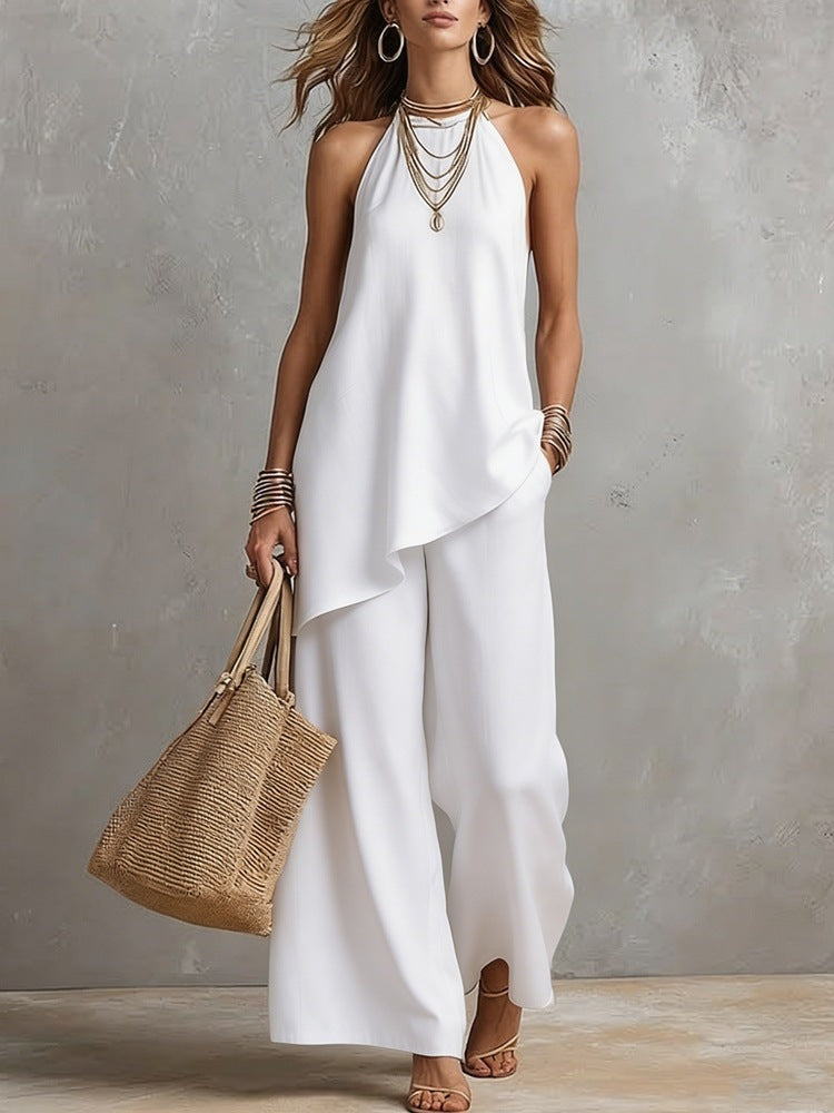 Sleeveless Suits Casual Crew Neck Vest And Long Pants Set Two Piece Lounge Outfit For Women - Opxy Luxe