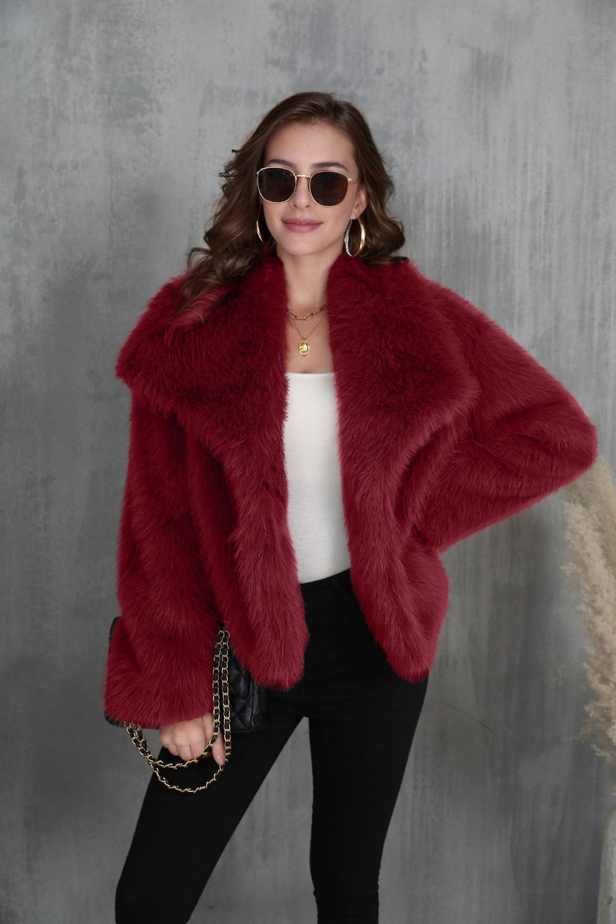 Winter Plush Coat Fashion Warm Thicken Fluffy Lapel Jacket Outwear Casual Long Sleeve Tops Womens Clothing - Opxy Luxe