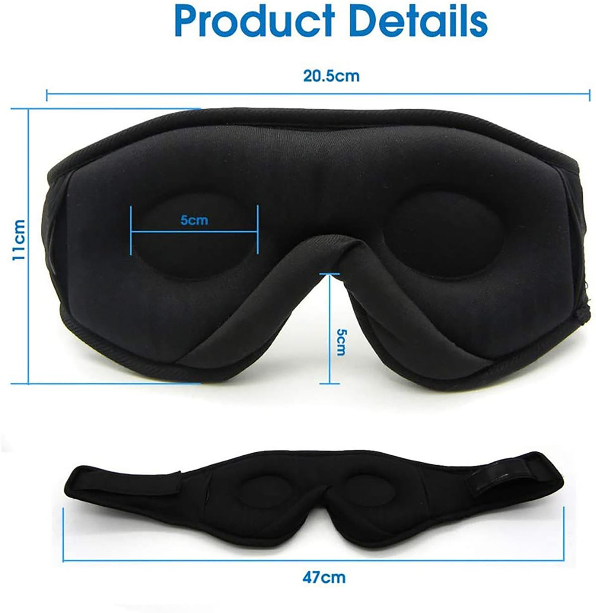 Wireless Bluetooth Stereo Music Eye Mask - Blackout Sleep Mask with Built-in Speakers for Side Sleepers Travel Relaxation - Opxy Luxe