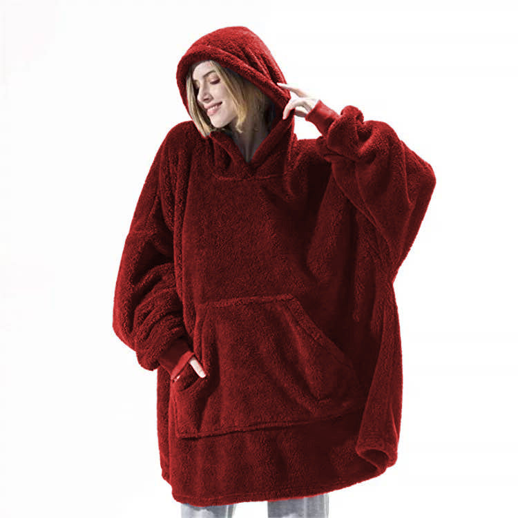 Hoodie Sweatshirt With Big Pocket Tops Sweater Comfortable Loose Double-Sided Fleece Thicker Wearable Blanket - Opxy Luxe