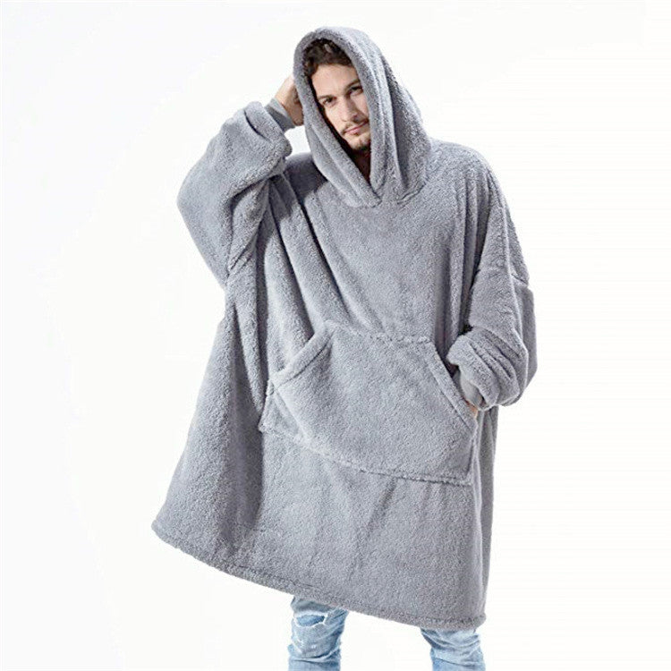 Hoodie Sweatshirt With Big Pocket Tops Sweater Comfortable Loose Double-Sided Fleece Thicker Wearable Blanket - Opxy Luxe