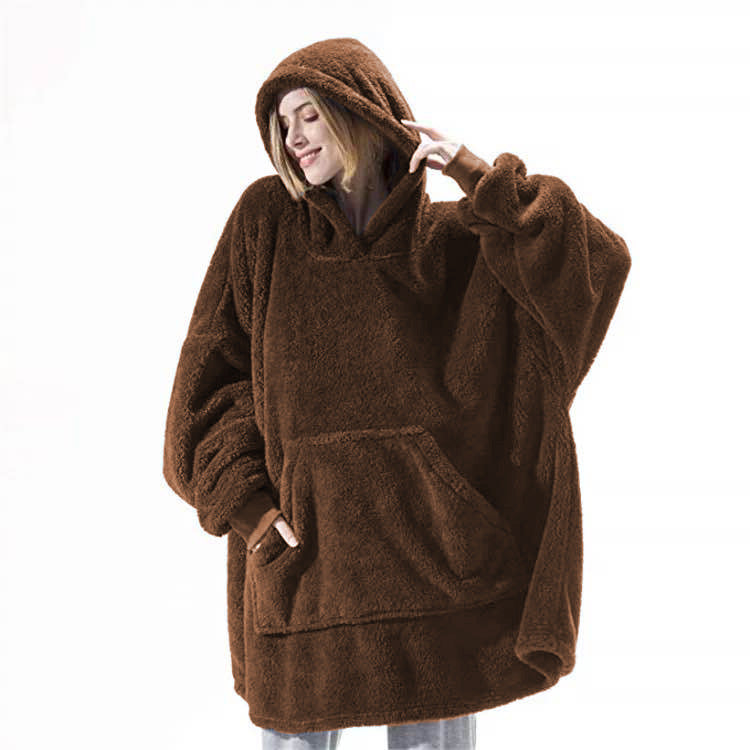 Hoodie Sweatshirt With Big Pocket Tops Sweater Comfortable Loose Double-Sided Fleece Thicker Wearable Blanket - Opxy Luxe