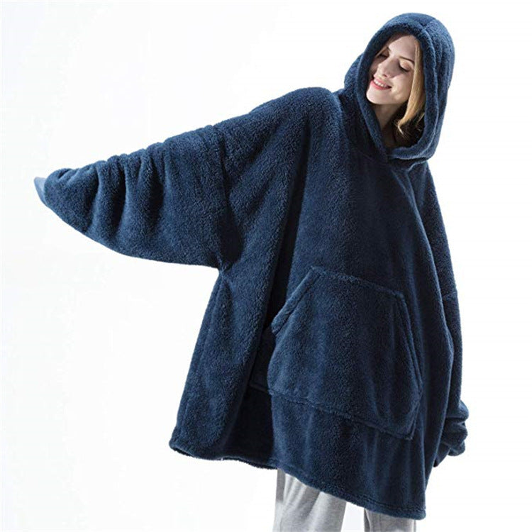 Hoodie Sweatshirt With Big Pocket Tops Sweater Comfortable Loose Double-Sided Fleece Thicker Wearable Blanket - Opxy Luxe