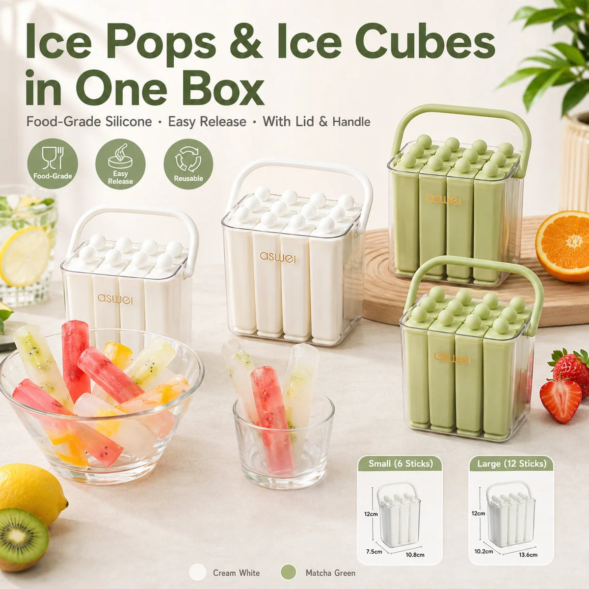 Ice Cube Tray Mold Food-grade Long Bar Ice Tray Frozen Ice Cream Molds For Freezer For Home Use Summer Refrigerator - Opxy Luxe
