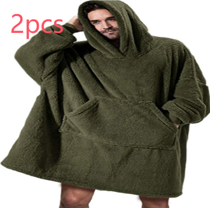Hoodie Sweatshirt With Big Pocket Tops Sweater Comfortable Loose Double-Sided Fleece Thicker Wearable Blanket - Opxy Luxe