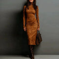 Turtleneck Long-sleeved Dress Fashion Sexy Slim-fitting Bodycon Long Dresses Women's Clothing - Opxy Luxe