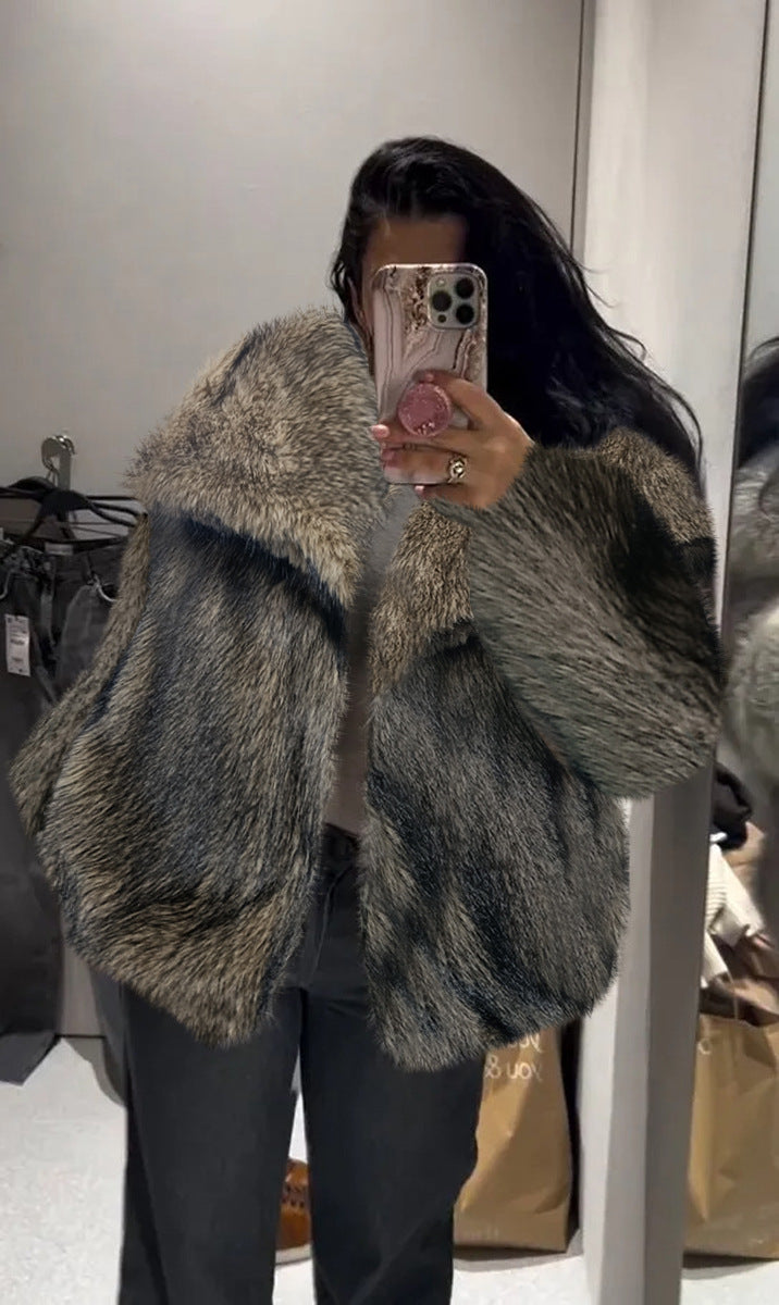Winter Plush Coat Fashion Warm Thicken Fluffy Lapel Jacket Outwear Casual Long Sleeve Tops Womens Clothing - Opxy Luxe