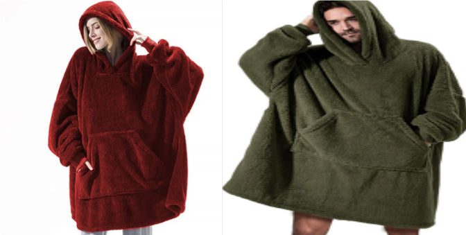 Hoodie Sweatshirt With Big Pocket Tops Sweater Comfortable Loose Double-Sided Fleece Thicker Wearable Blanket - Opxy Luxe