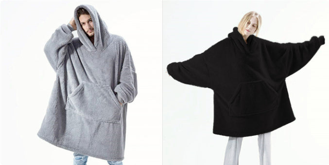 Hoodie Sweatshirt With Big Pocket Tops Sweater Comfortable Loose Double-Sided Fleece Thicker Wearable Blanket - Opxy Luxe