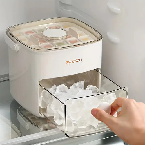 48-Grid Ice Maker Food-Grade Summer Double-Layer Design Ice Mold Easy-Press Lid Home Ice Storage Box - Opxy Luxe