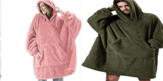 Hoodie Sweatshirt With Big Pocket Tops Sweater Comfortable Loose Double-Sided Fleece Thicker Wearable Blanket - Opxy Luxe
