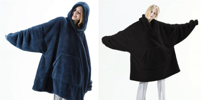 Hoodie Sweatshirt With Big Pocket Tops Sweater Comfortable Loose Double-Sided Fleece Thicker Wearable Blanket - Opxy Luxe