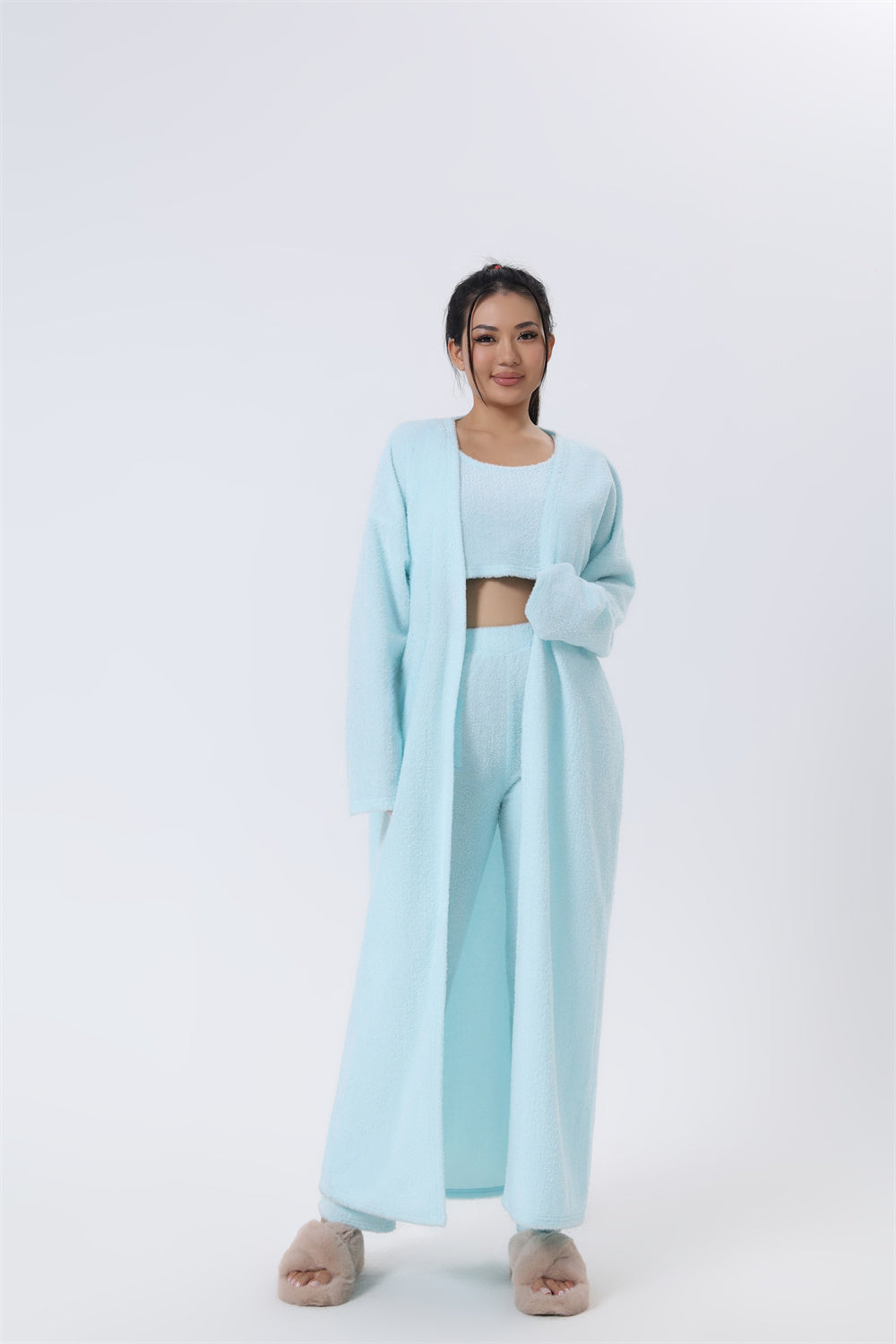 Cozy Pajama Set, 3 Piece Lounge Set, Cute Loungewear, Warm Suit Sets, Matching Set, Lounge Set, 3 Piece Pant Sets, Women Winter Dress - Opxy Luxe