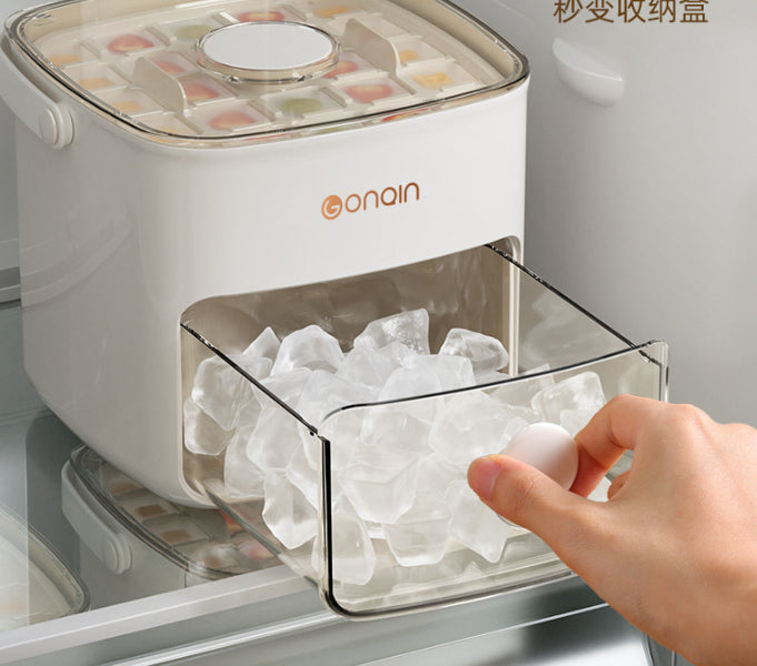 48-Grid Ice Maker Food-Grade Summer Double-Layer Design Ice Mold Easy-Press Lid Home Ice Storage Box - Opxy Luxe