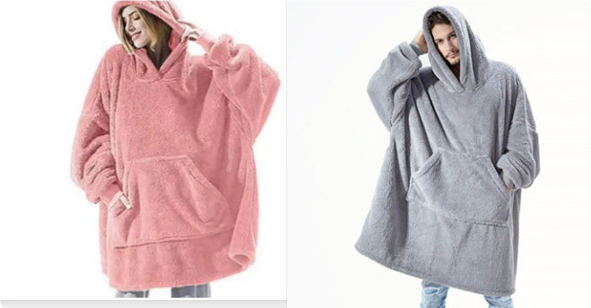 Hoodie Sweatshirt With Big Pocket Tops Sweater Comfortable Loose Double-Sided Fleece Thicker Wearable Blanket - Opxy Luxe