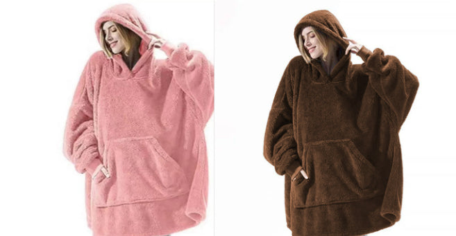 Hoodie Sweatshirt With Big Pocket Tops Sweater Comfortable Loose Double-Sided Fleece Thicker Wearable Blanket - Opxy Luxe