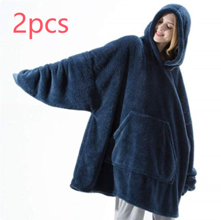 Hoodie Sweatshirt With Big Pocket Tops Sweater Comfortable Loose Double-Sided Fleece Thicker Wearable Blanket - Opxy Luxe
