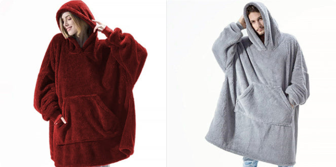 Hoodie Sweatshirt With Big Pocket Tops Sweater Comfortable Loose Double-Sided Fleece Thicker Wearable Blanket - Opxy Luxe