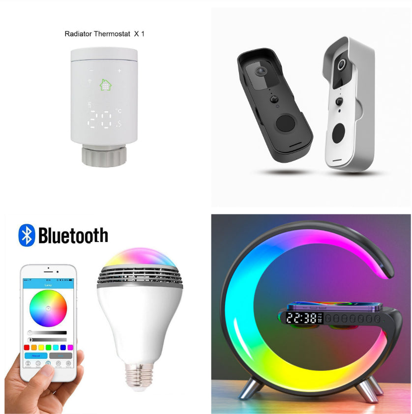 New Intelligent G Shaped LED Lamp Bluetooth Speake Wireless Charger Atmosphere Lamp App Control For Bedroom Home Decor - Opxy Luxe