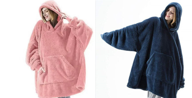 Hoodie Sweatshirt With Big Pocket Tops Sweater Comfortable Loose Double-Sided Fleece Thicker Wearable Blanket - Opxy Luxe