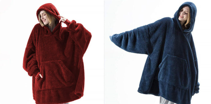 Hoodie Sweatshirt With Big Pocket Tops Sweater Comfortable Loose Double-Sided Fleece Thicker Wearable Blanket - Opxy Luxe