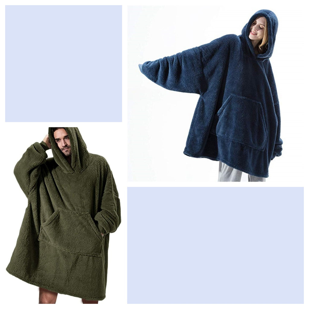 Hoodie Sweatshirt With Big Pocket Tops Sweater Comfortable Loose Double-Sided Fleece Thicker Wearable Blanket - Opxy Luxe