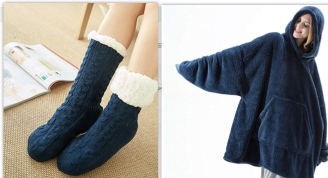 Hoodie Sweatshirt With Big Pocket Tops Sweater Comfortable Loose Double-Sided Fleece Thicker Wearable Blanket - Opxy Luxe