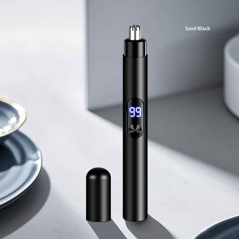 Rechargeable Electric Nose Hair Trimmer for Men - Portable Grooming Tool with Precision Blades
