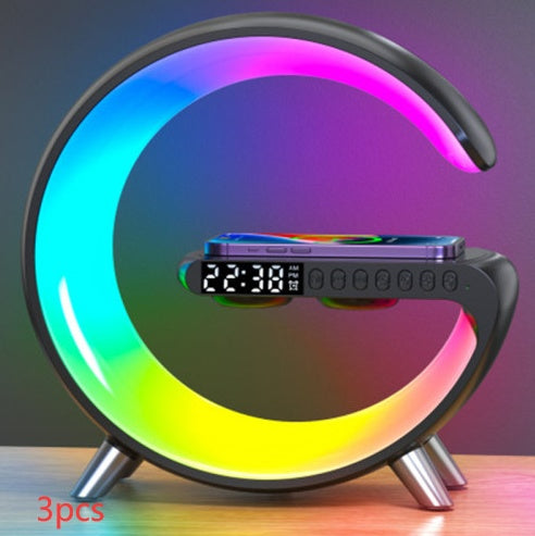 New Intelligent G Shaped LED Lamp Bluetooth Speake Wireless Charger Atmosphere Lamp App Control For Bedroom Home Decor - Opxy Luxe