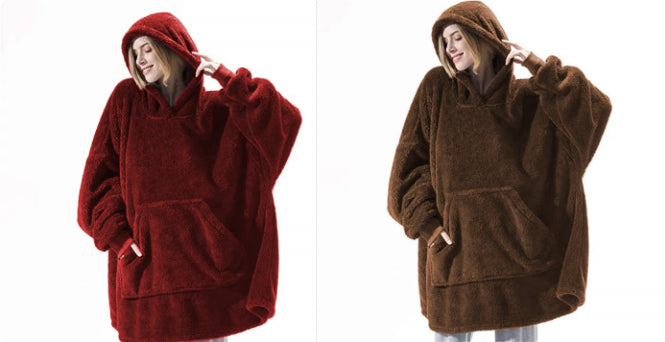 Hoodie Sweatshirt With Big Pocket Tops Sweater Comfortable Loose Double-Sided Fleece Thicker Wearable Blanket - Opxy Luxe
