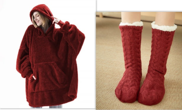 Hoodie Sweatshirt With Big Pocket Tops Sweater Comfortable Loose Double-Sided Fleece Thicker Wearable Blanket - Opxy Luxe
