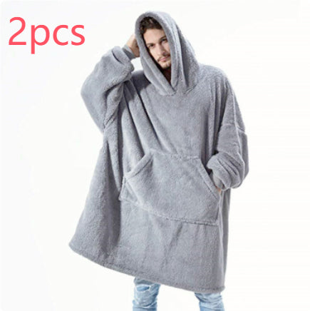 Hoodie Sweatshirt With Big Pocket Tops Sweater Comfortable Loose Double-Sided Fleece Thicker Wearable Blanket - Opxy Luxe