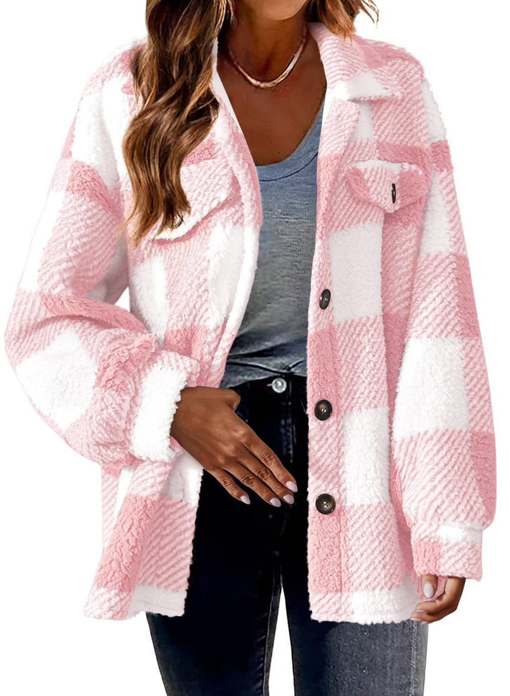 Lamb Fleece Jacket Button Fleece Jacket - Opxy Luxe