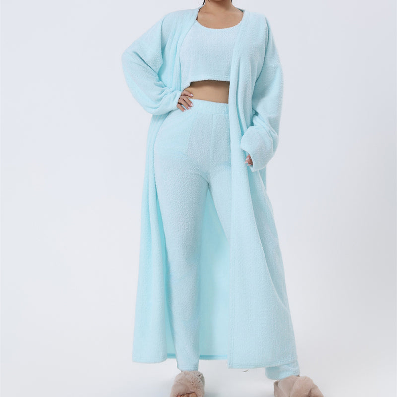 Cozy Pajama Set, 3 Piece Lounge Set, Cute Loungewear, Warm Suit Sets, Matching Set, Lounge Set, 3 Piece Pant Sets, Women Winter Dress - Opxy Luxe