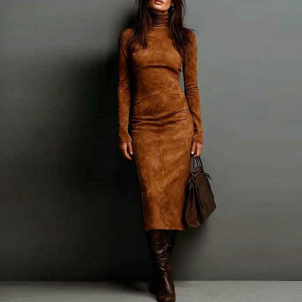 Turtleneck Long-sleeved Dress Fashion Sexy Slim-fitting Bodycon Long Dresses Women's Clothing