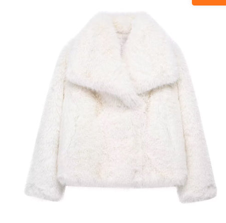 Winter Plush Coat Fashion Warm Thicken Fluffy Lapel Jacket Outwear Casual Long Sleeve Tops Womens Clothing - Opxy Luxe