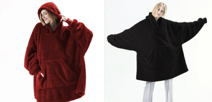 Hoodie Sweatshirt With Big Pocket Tops Sweater Comfortable Loose Double-Sided Fleece Thicker Wearable Blanket - Opxy Luxe