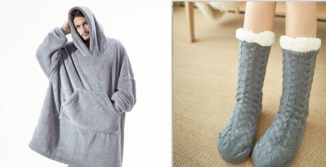 Hoodie Sweatshirt With Big Pocket Tops Sweater Comfortable Loose Double-Sided Fleece Thicker Wearable Blanket - Opxy Luxe