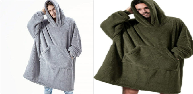 Hoodie Sweatshirt With Big Pocket Tops Sweater Comfortable Loose Double-Sided Fleece Thicker Wearable Blanket - Opxy Luxe
