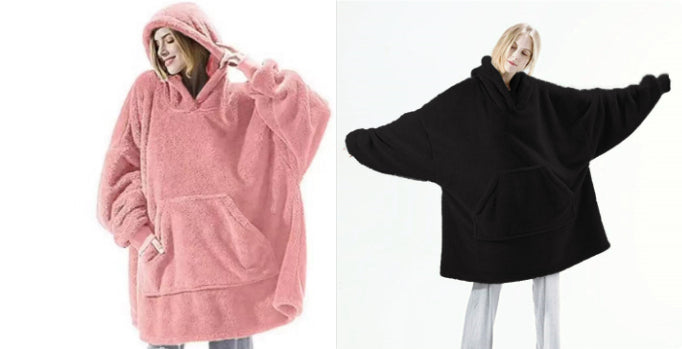 Hoodie Sweatshirt With Big Pocket Tops Sweater Comfortable Loose Double-Sided Fleece Thicker Wearable Blanket - Opxy Luxe