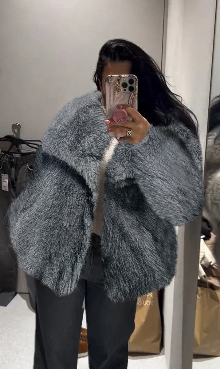 Winter Plush Coat Fashion Warm Thicken Fluffy Lapel Jacket Outwear Casual Long Sleeve Tops Womens Clothing - Opxy Luxe