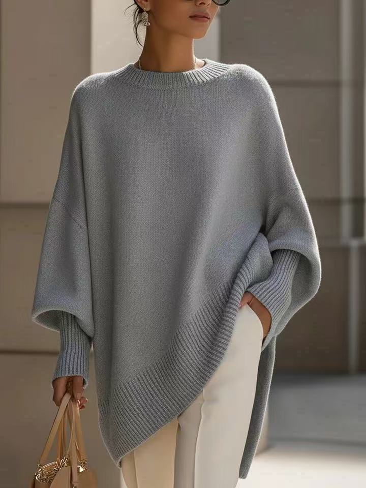 Women's Thick Knitted Pullover Sweater Loose Fit Round Neck Casual All-Match Top For Autumn Winter - Opxy Luxe