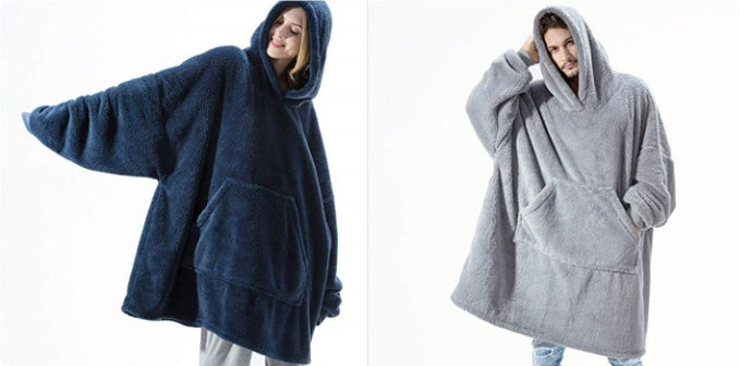 Hoodie Sweatshirt With Big Pocket Tops Sweater Comfortable Loose Double-Sided Fleece Thicker Wearable Blanket - Opxy Luxe