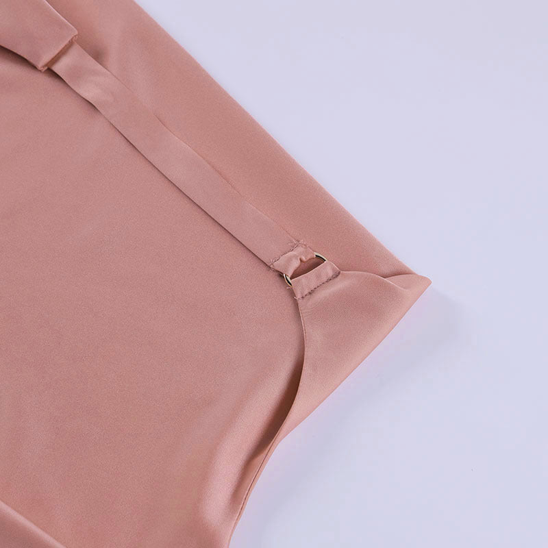 Satin Party Dress V Neck Backless Mini Sleeveless Summer Party Dress - Opxy Luxe