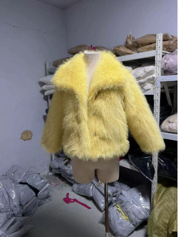 Winter Plush Coat Fashion Warm Thicken Fluffy Lapel Jacket Outwear Casual Long Sleeve Tops Womens Clothing - Opxy Luxe