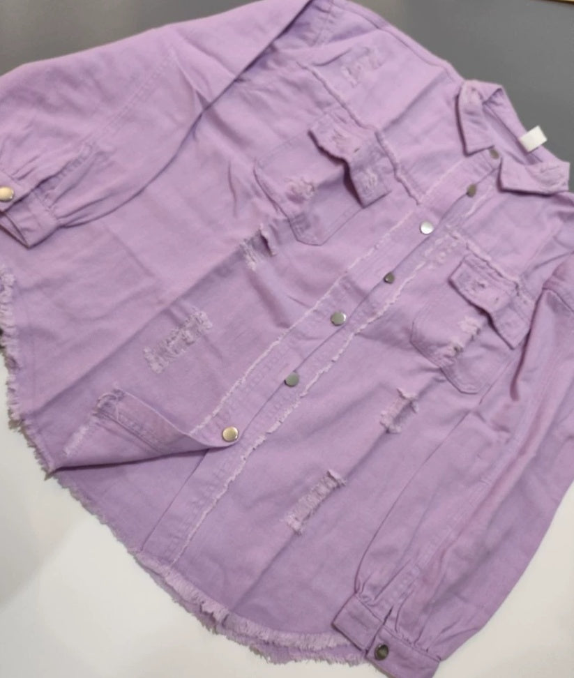 Fashion Ripped Shirt Jacket Female Autumn And Spring Casual Tops Womens Clothing - Opxy Luxe