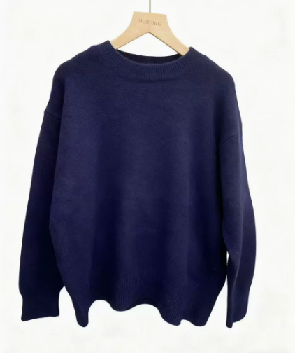 Women's Thick Knitted Pullover Sweater Loose Fit Round Neck Casual All-Match Top For Autumn Winter